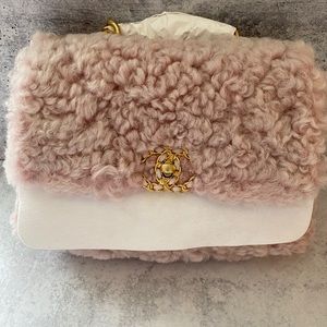 Chanel 19 Small Pink Shearling Bag